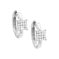 11mm Aretes de Dama Oro Blanco 14k Argolla Pavé con Diamantes Naturales