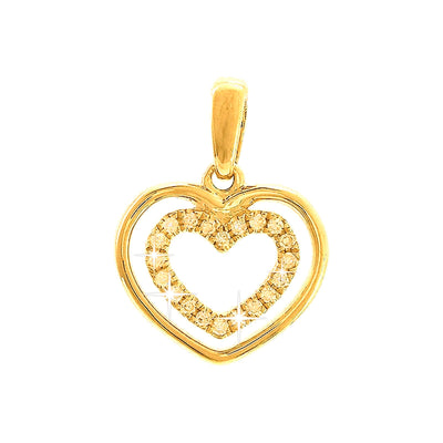11x15mm Dije Oro 14k Corazón Pavé con Diamantes Naturales