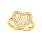 Anillo de Dama Oro 10k Corazon Radial con Circonias