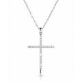 Cadena de Mujer Oro Blanco 14k con Dije de Cruz y Diamantes Naturales