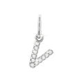 12mm Dije Oro Blanco 14k Inicial Pavé con Diamantes Naturales