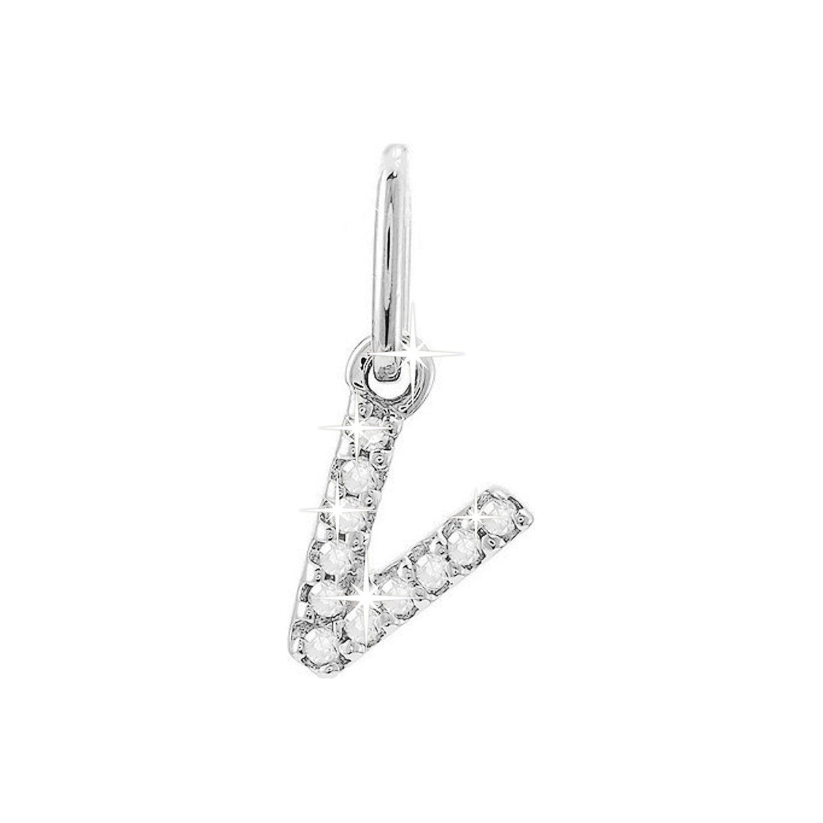 12mm Dije Oro Blanco 14k Inicial Pavé con Diamantes Naturales