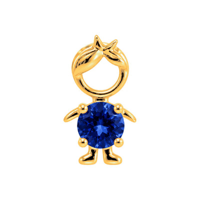 6x11mm Dije Niño Oro 14k con Zafiro
