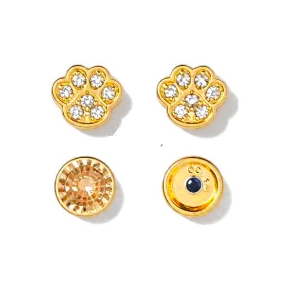Aretes para Bebé Oro 14k Huella de Patita con Circonias