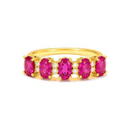 Anillo de Dama Oro 10k Eternity Circonios Fucsia