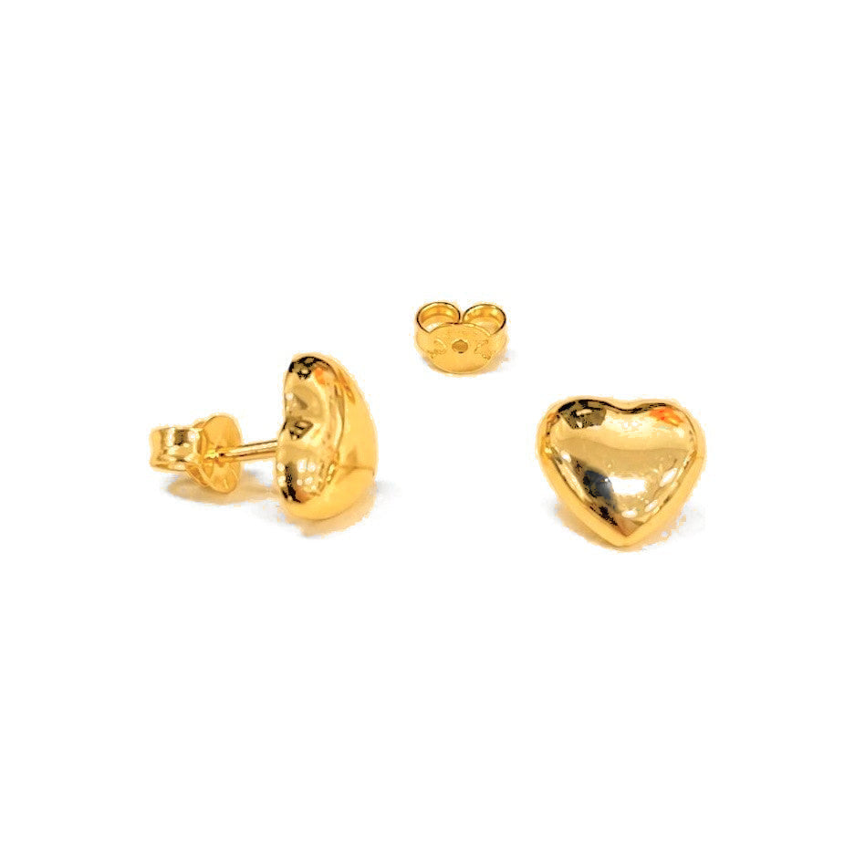 Aretes de Dama Oro 10k Boton Corazon