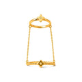 Anillo de Dama Oro 14k Doble Banda con Cadena y Estrella Circonio