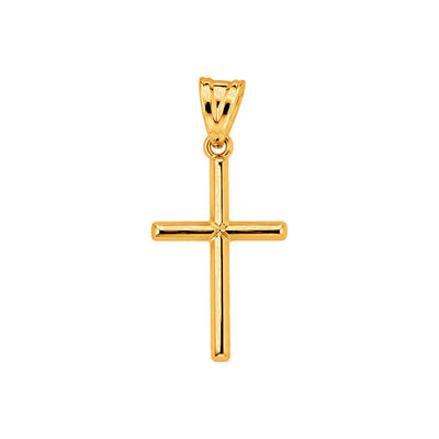 Dije Cruz de Tubo Pequeña Oro 10k con Centro Diamantado