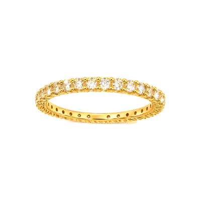 Anillo de Dama Oro 14k Eternity Pavé con Borde de Soga