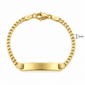 3mm Brazalete Infantil Oro 14k Cubano con Placa 6 Pulgadas