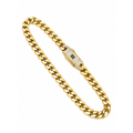 Brazalete Oro 10k Cubana con Broche de Circonios 5mm 7 Pulgadas