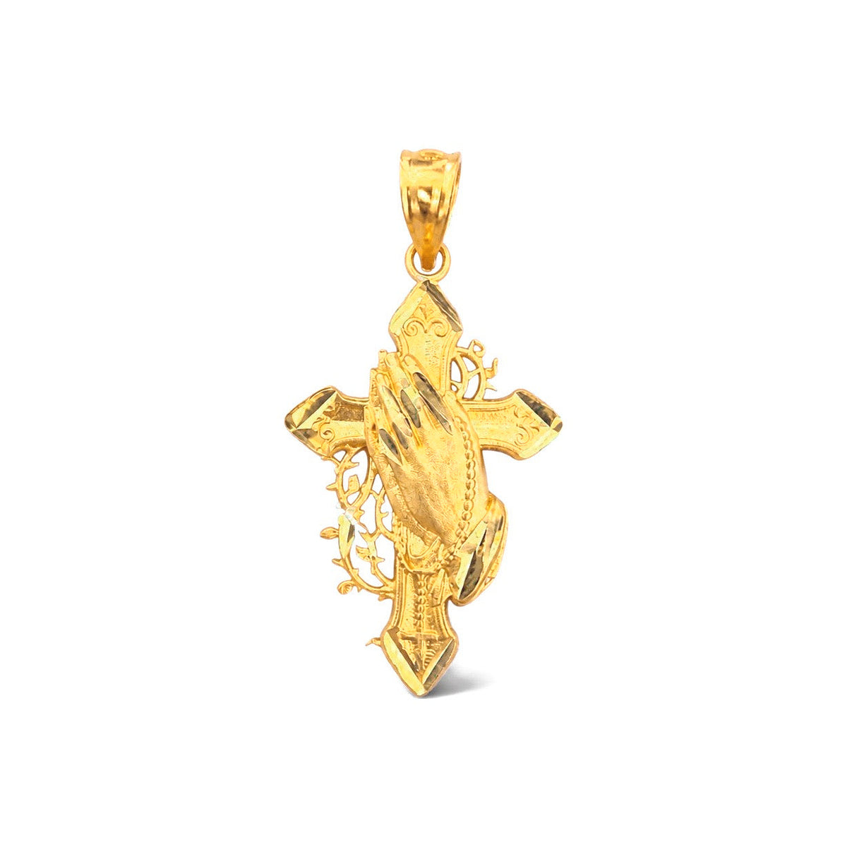 Dije Cruz Manos en Oración Oro 10k