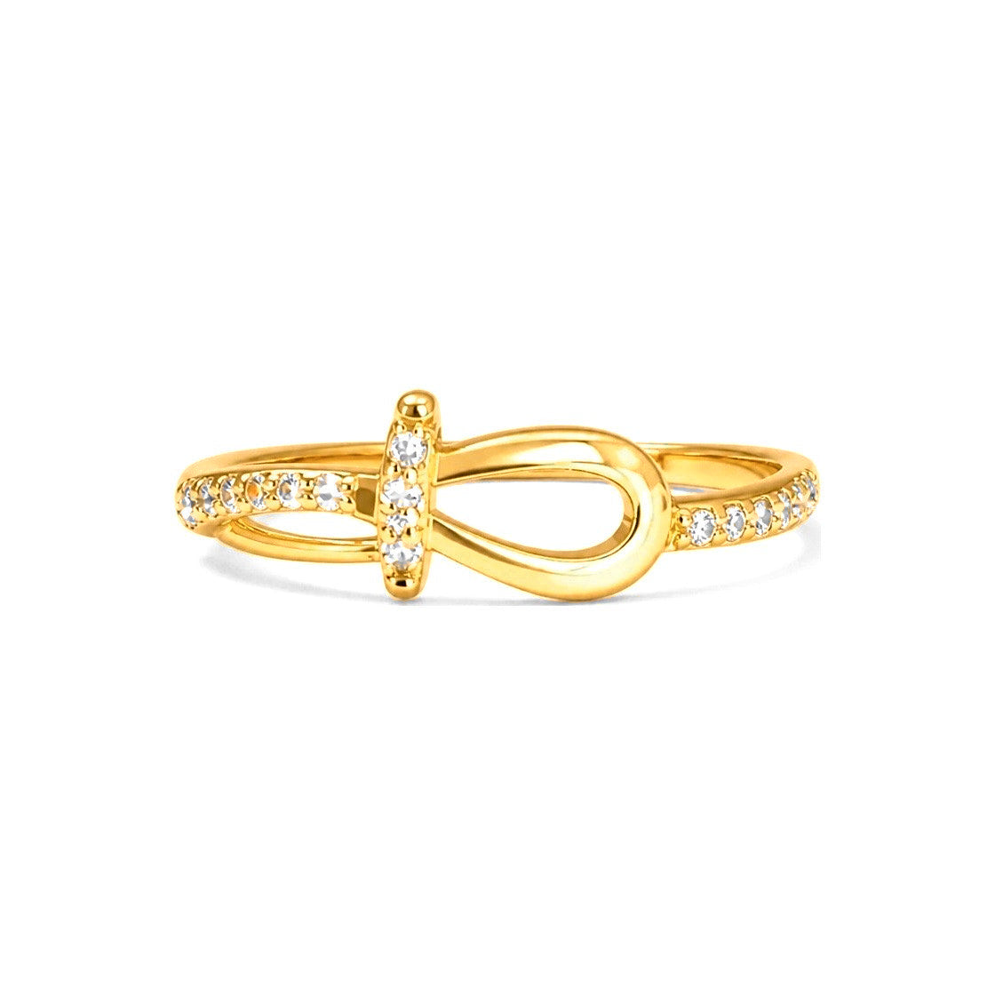 Anillo de Dama Oro 14k Lazo con Pave
