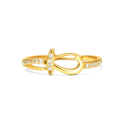 Anillo de Dama Oro 14k Lazo con Pave