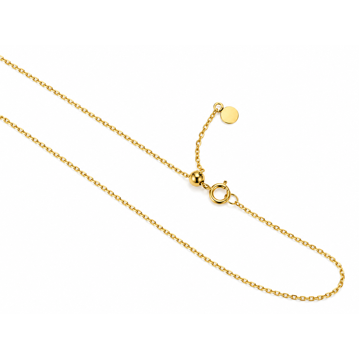 1mm Cadena Cable Oro 14k Ajustable con Bola Deslizante