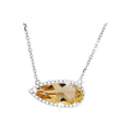Collar Oro Blanco 14k con Citrino y Diamantes Naturales