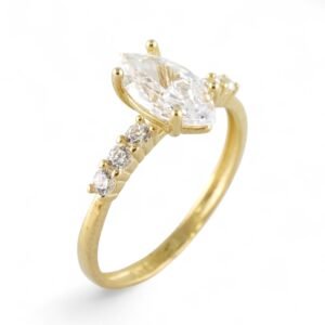 10k Yellow Gold White Stone Ring