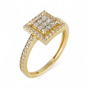 14k Yellow Gold Square Design Ring