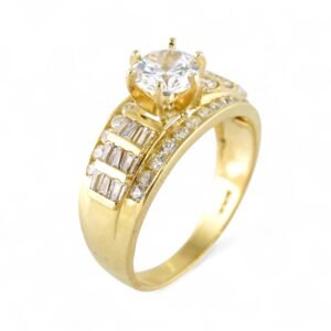 10k Yellow Gold Round Stone Ring