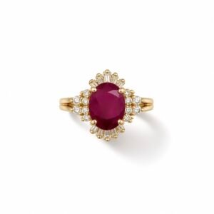 10k Yellow Gold Diamond Ruby Stone Ring