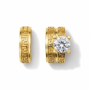 TRÍO 10k Yellow Gold Round Stone Duo Ring