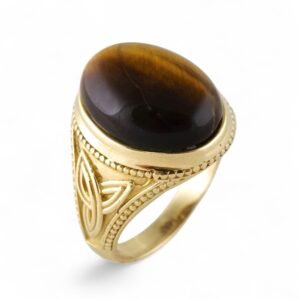 14k Yellow Gold Amber Stone Ring