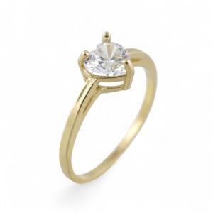 10k Yellow Gold Solitaire Heart Stone Ring