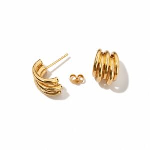 10k Yellow Gold Pattern Curv Earrings