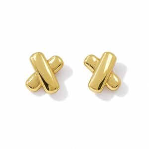 10k Yellow omega Gold Fancy X Design Earring