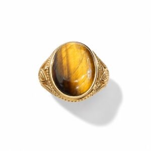 14k Yellow Gold Amber Stone Ring