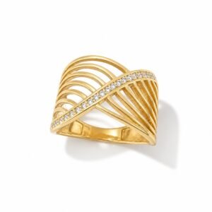 10k Yellow Gold Fancy Multi Lines Ring