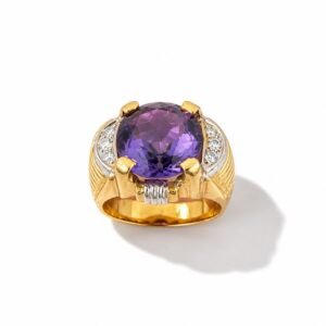 16k Yellow Gold Diamond Aventurine Ring