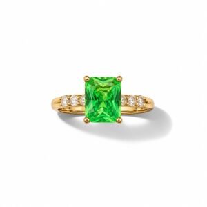 Anillo 10k piedra verde circonio