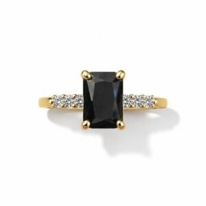 Anillo 10k piedra negra circonio