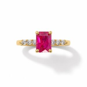 Anillo 10k piedra roja circonio