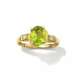 Anillo 14k piedra verde circonio