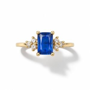 Anillo 10k piedra azul circonio