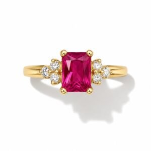 Anillo 10k circonio rojo