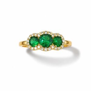 Anillo 10k piedras verdes