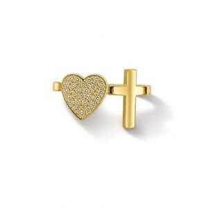 Anillo 10k de cruz con corazón