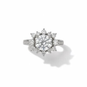 Anillo plata s925 Moissanite VVS1 forma de flor