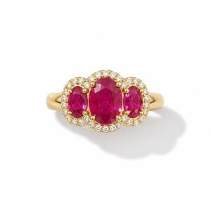 Anillo 10k piedras circonio rojas