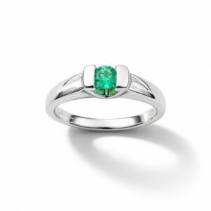 Anillo 18k oro blanco y esmeralda