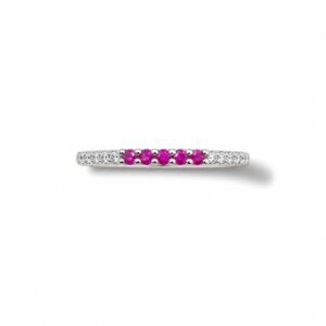 Anillo 14k oro blanco diamante rubí