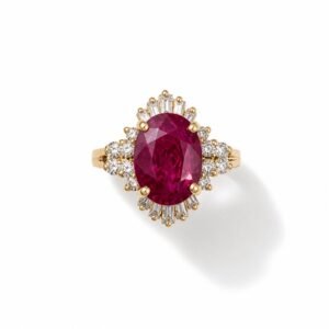 Anillo 14k diamante rubi
