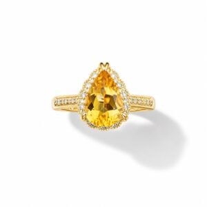 Anillo 14k diamante citrina