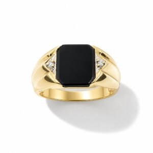 Anillo hombre 10k diamante y ónix