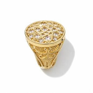 Anillo Roseta sólido de hombre en oro 10k