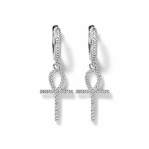 Aretes de cruz colgante plata s925 VVS1 Moissanite