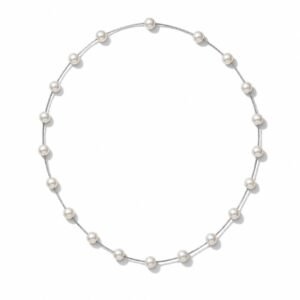 Collar de perlas oro blanco 14k